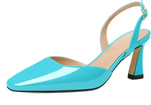 Joseywade Women Slingback Low Kitten Heel Pumps 2.5 Inch Heeled Sandals Closed Toe Ankle Strap Dress Shoes