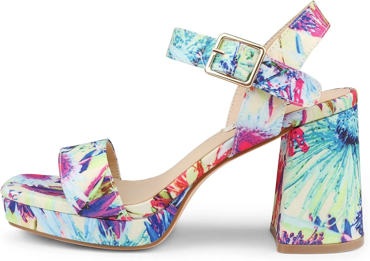 JOY IN LOVE Women's Chunky Platform High Heels Ankle Strap Block Heel Sandals