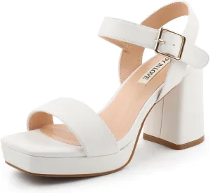 JOY IN LOVE Women's Chunky Platform High Heels Ankle Strap Block Heel Sandals