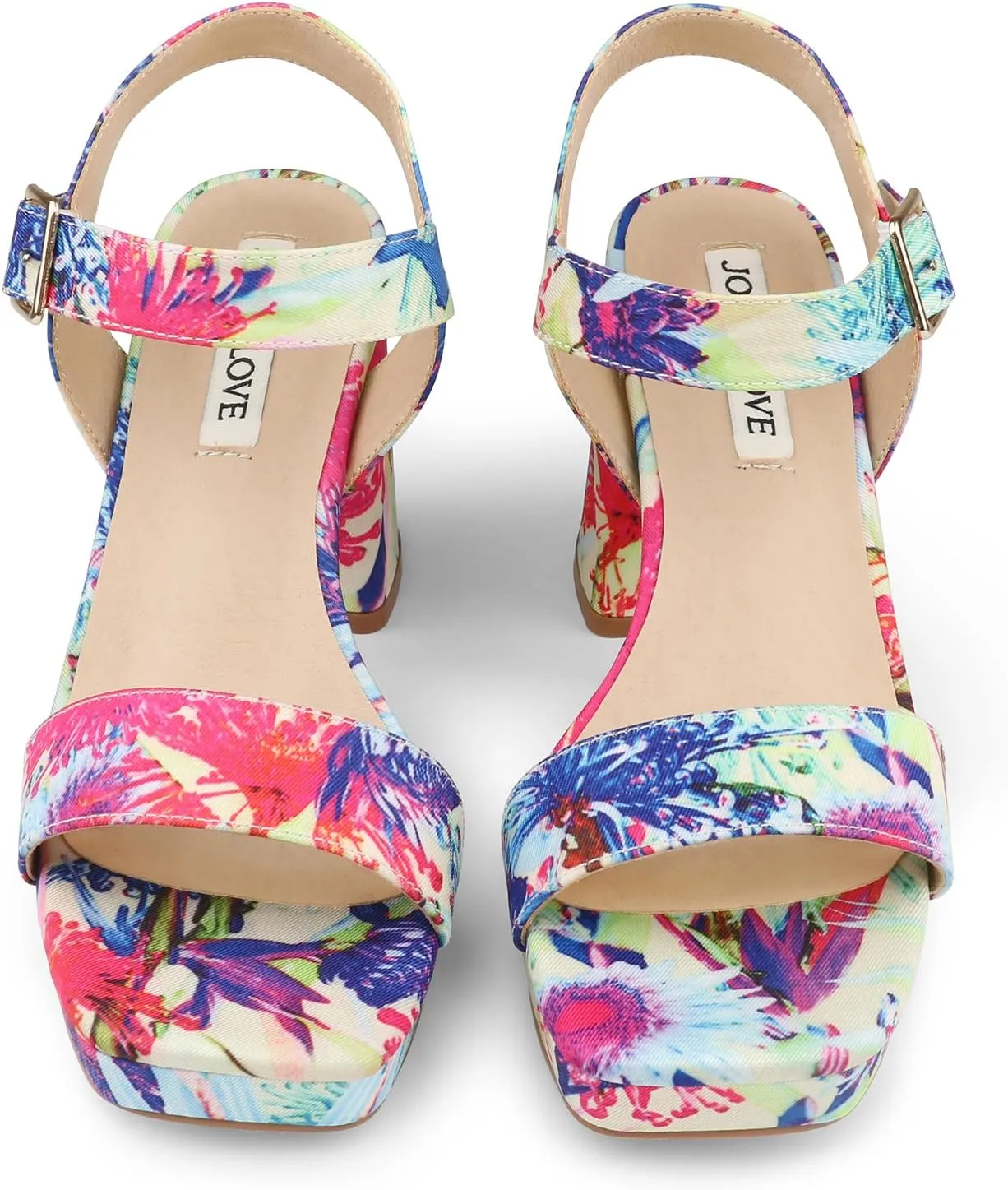 JOY IN LOVE Women's Chunky Platform High Heels Ankle Strap Block Heel Sandals