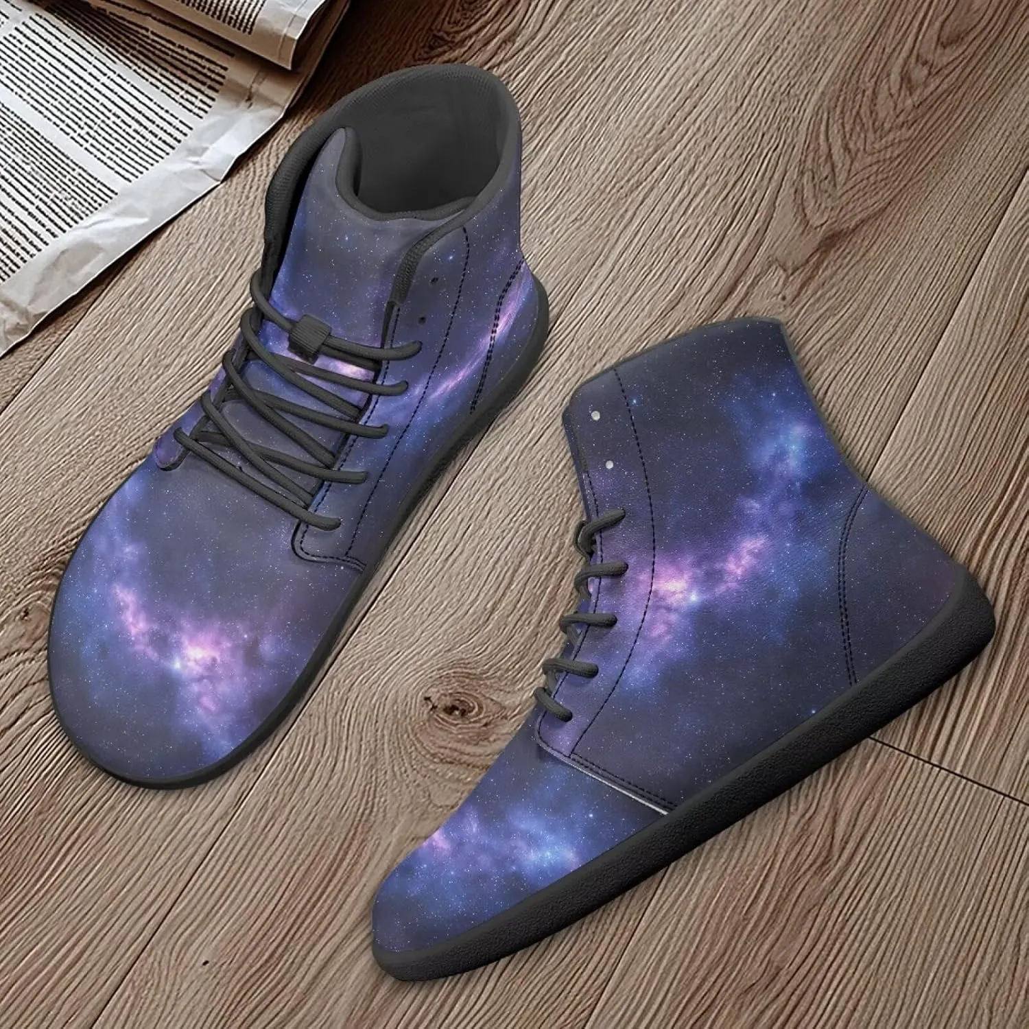 JoyLamoria Skull Rose Butterfly High Top Women Shoes Fashion Lace Walking Tennis Shoes Leather Hip Hop Street Sneaker