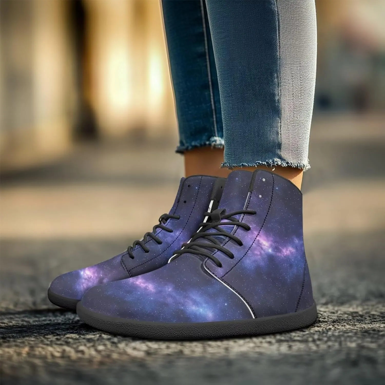 JoyLamoria Skull Rose Butterfly High Top Women Shoes Fashion Lace Walking Tennis Shoes Leather Hip Hop Street Sneaker