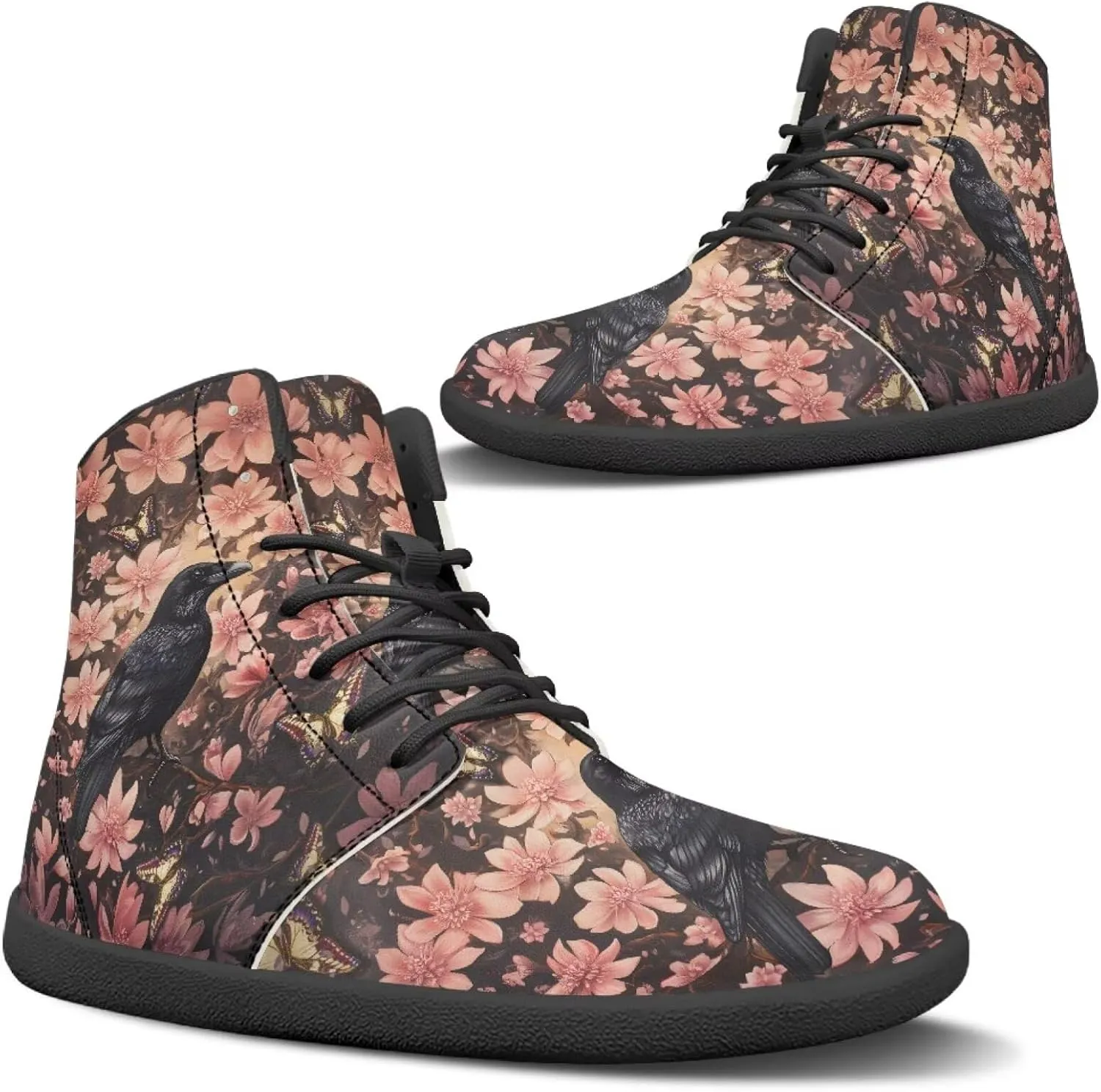 JoyLamoria Skull Rose High Top Sneakers Women Leather Causal Lace Shoes Fashion 2025 Walking Tennis Dress Shoe