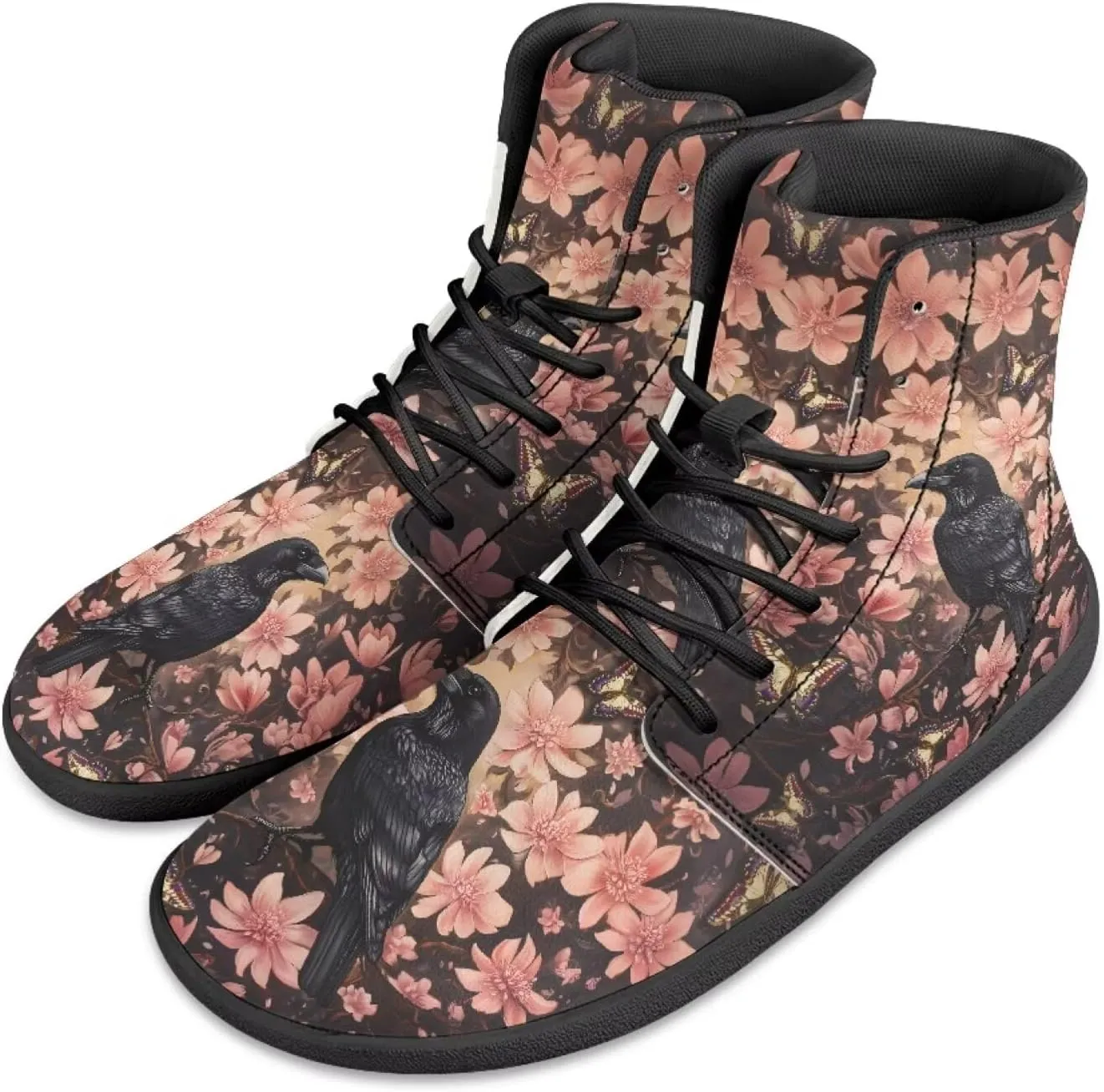 JoyLamoria Skull Rose High Top Sneakers Women Leather Causal Lace Shoes Fashion 2025 Walking Tennis Dress Shoe