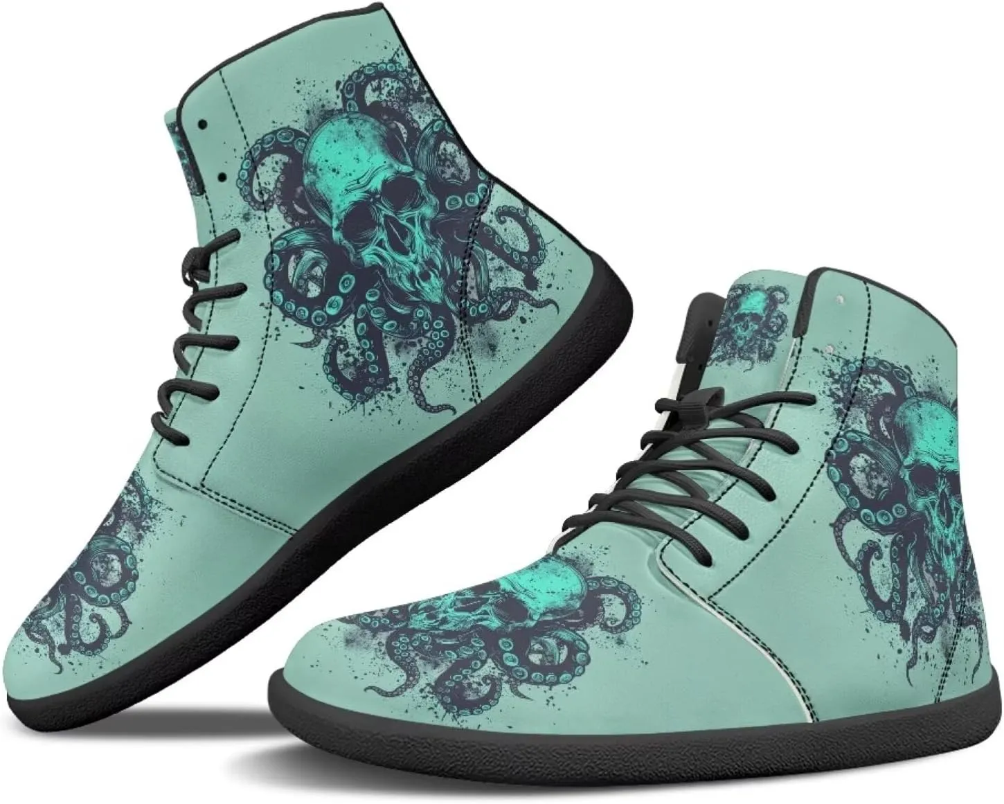 JoyLamoria Unisex High Top Shoes Laces Up Fashion Leather Skate Sneaker Mid Top Barefoot Shoes Lightweight,Marble Print