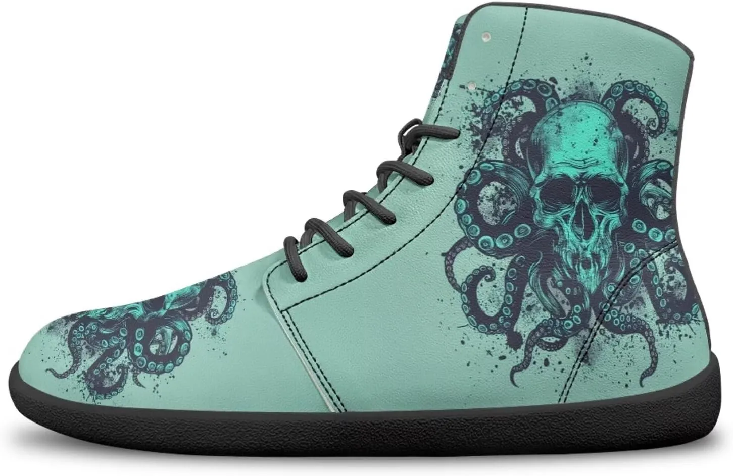 JoyLamoria Unisex High Top Shoes Laces Up Fashion Leather Skate Sneaker Mid Top Barefoot Shoes Lightweight,Marble Print