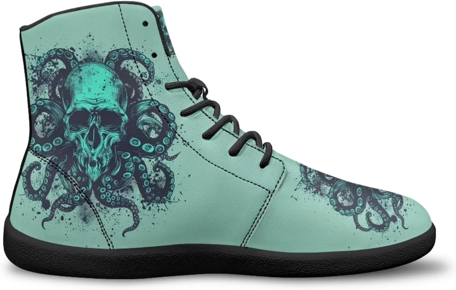 JoyLamoria Unisex High Top Shoes Laces Up Fashion Leather Skate Sneaker Mid Top Barefoot Shoes Lightweight,Marble Print