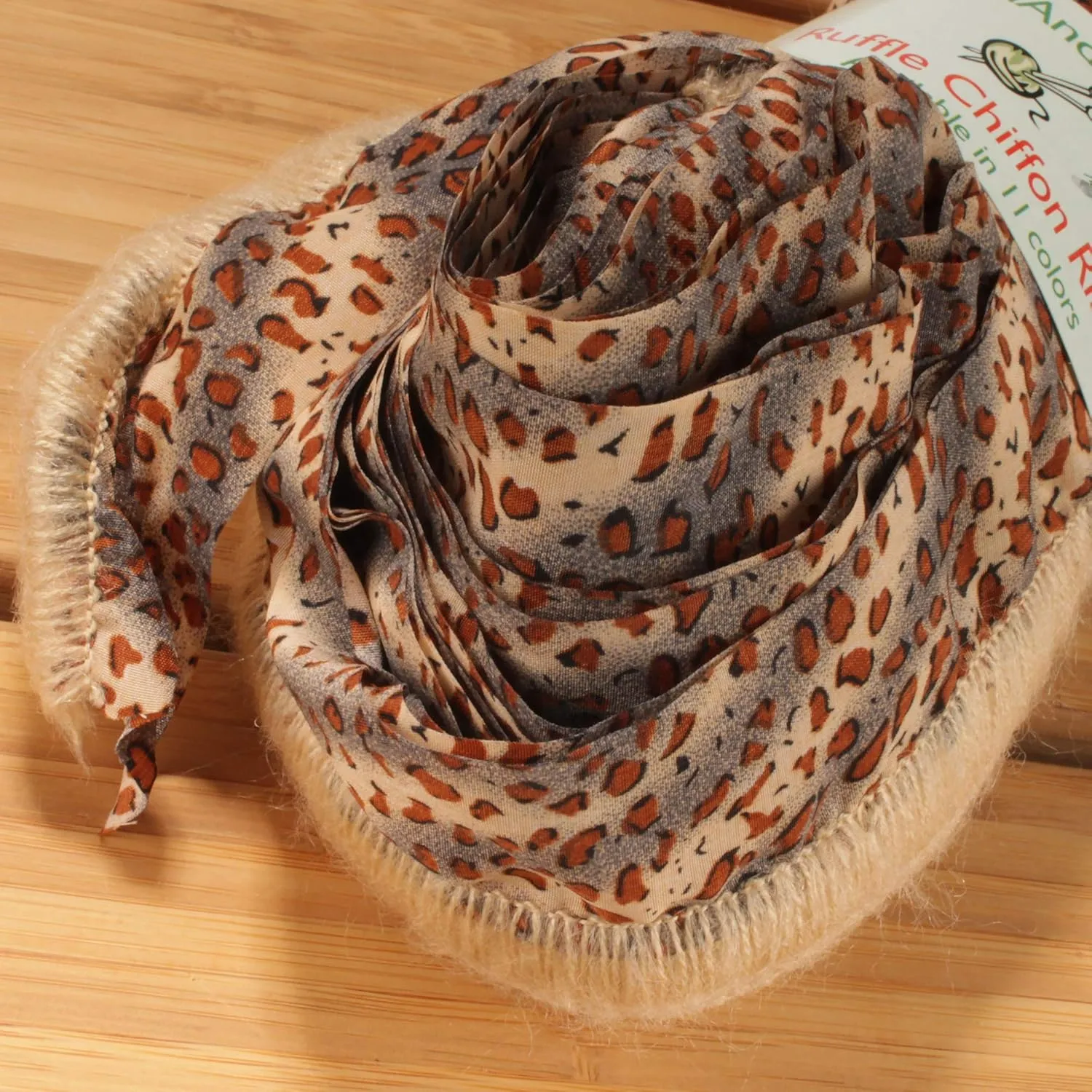 JubileeYarn 100g/Skein Ruffle Chiffon Ribbon Yarn - Leopard Brown - 2 Skeins