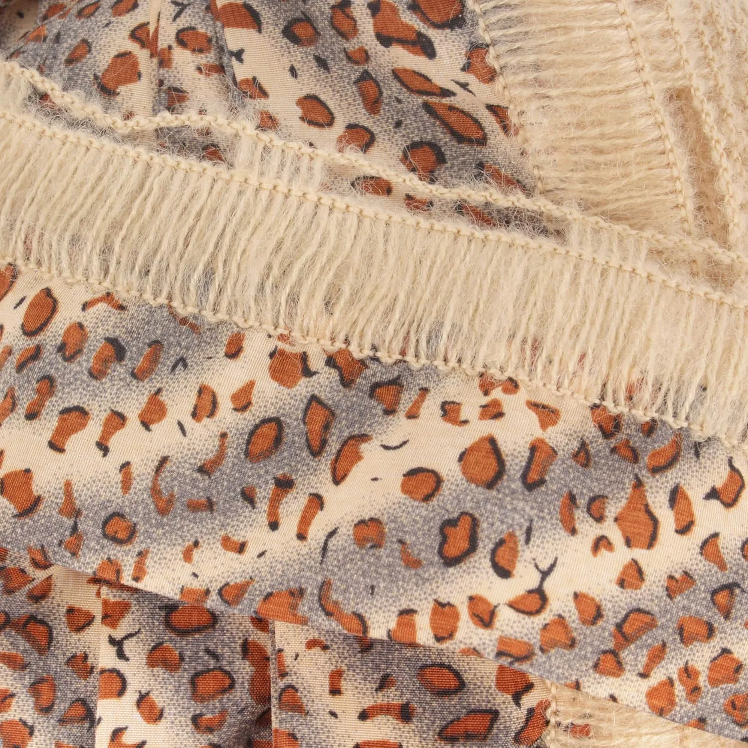JubileeYarn 100g/Skein Ruffle Chiffon Ribbon Yarn - Leopard Brown - 2 Skeins