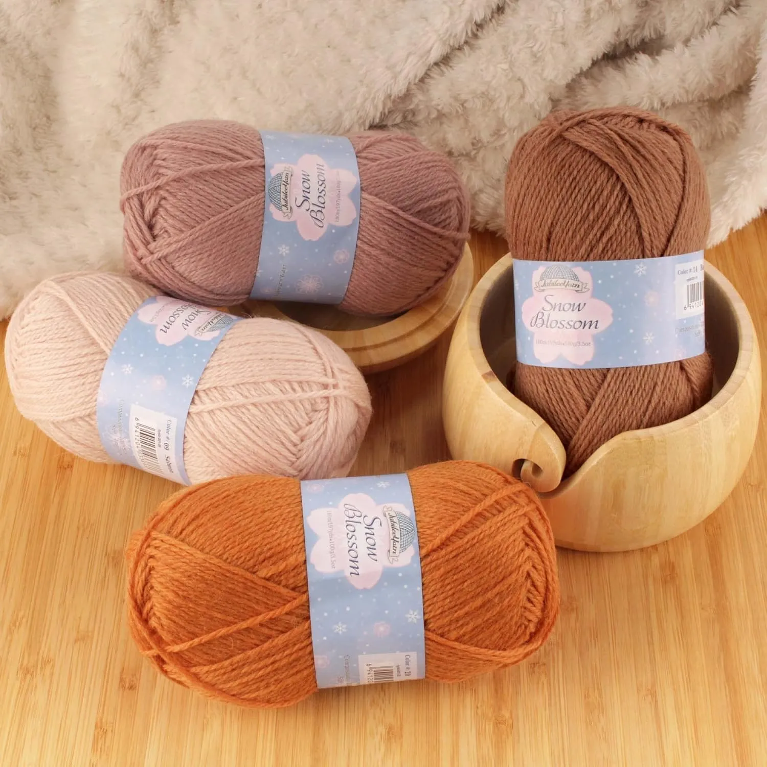 JubileeYarn Snow Blossom Yarn - DK Superwash Wool - Shades of Neutral Tones - 4 Skeins