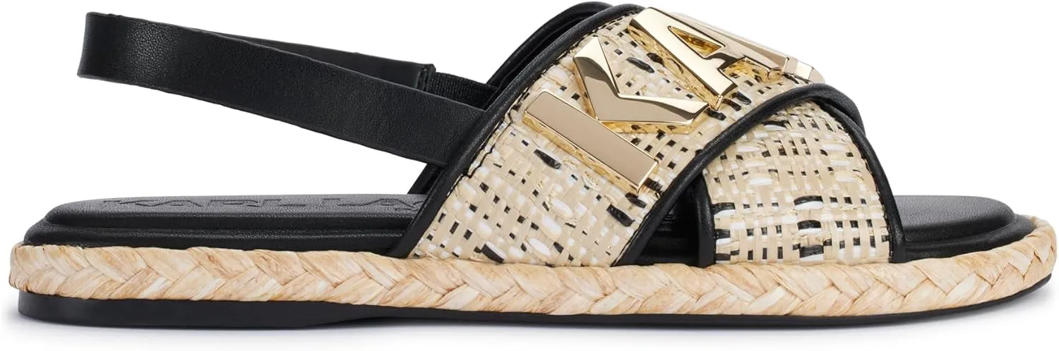 Karl Lagerfeld Paris Women's Cushioned Insole Everyday Charla-Slingback Sandal Flat
