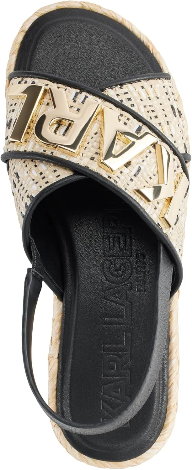 Karl Lagerfeld Paris Women's Cushioned Insole Everyday Charla-Slingback Sandal Flat