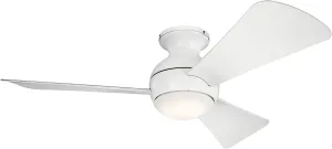 Kichler 330151MWH 44 Inch Sola Ceiling Fan LED, 3 Speed Wall Control Full Function, Matte White Finish with Matte White Blades