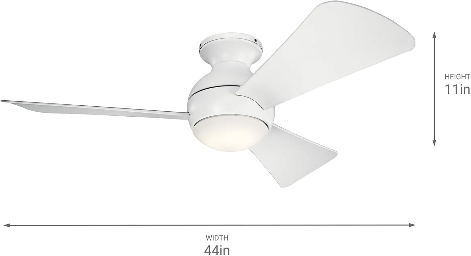 Kichler 330151MWH 44 Inch Sola Ceiling Fan LED, 3 Speed Wall Control Full Function, Matte White Finish with Matte White Blades