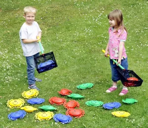 Kids Netting Number Crabs 1-20 in Multicolored - Counting Fun Learning Sorting Toy - 20 Large Pieces and 2 Nets - 2  Years