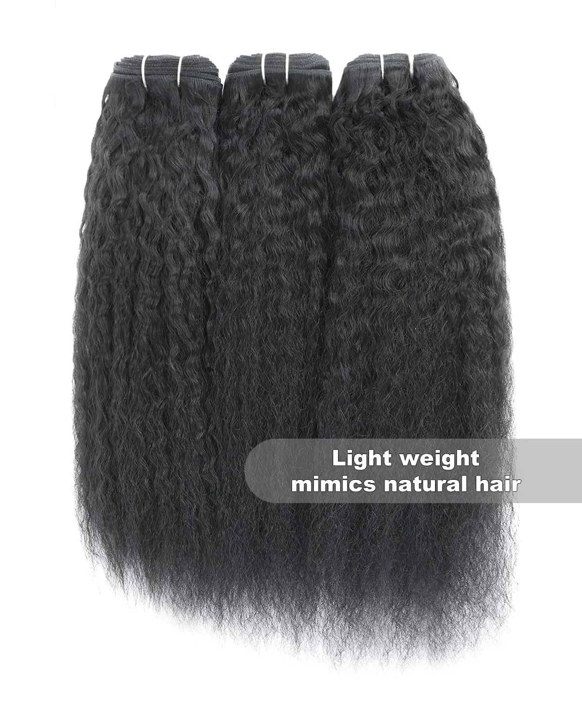 Kinky Straight Bundles Human Hair 100% Virgin Remy Brazilian 16 18 20 Inch Yaki 3 Bundles For Women Natural Black Color