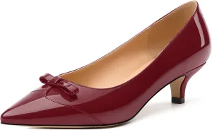 Kitten Heels for Women, Pointed Toe Kitten Low Heels Bow Tie Women's Pumps, Comfortable Dress Wedding Office Daily Shoes
