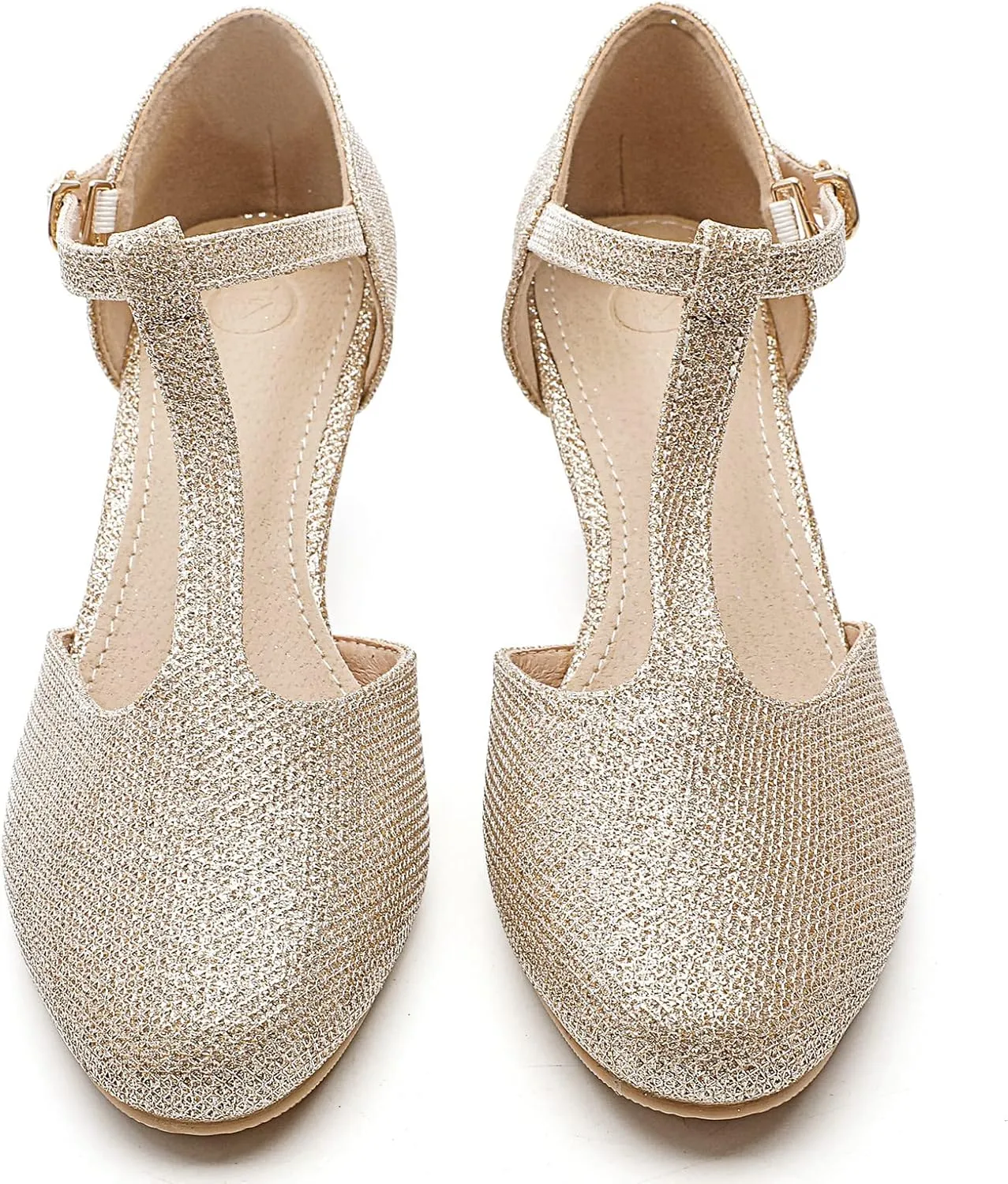 kkdom Women's Closed Toe T-Strap Low Heel Mary Jane Pumps Wedding Dress Shoes