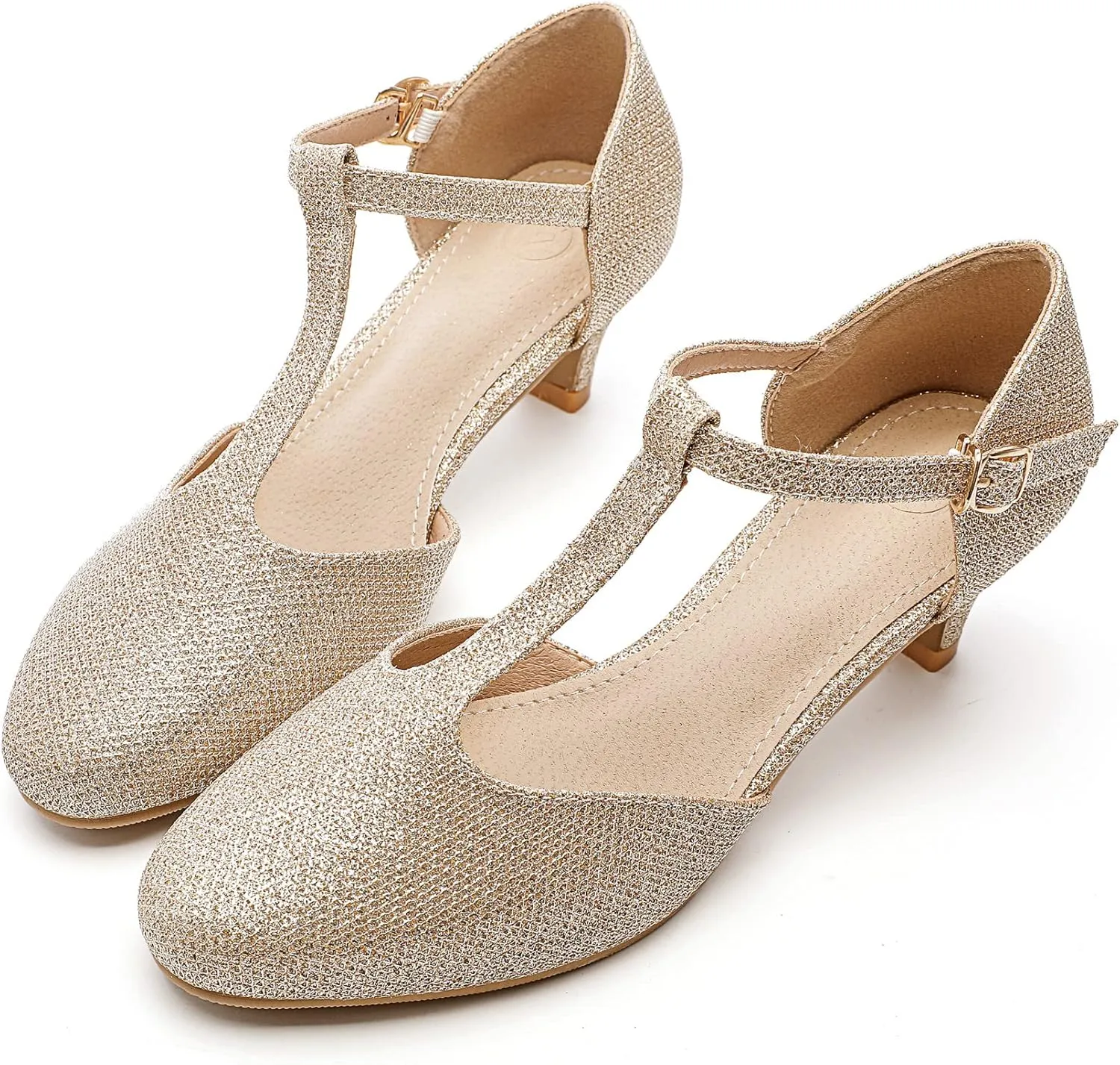 kkdom Women's Closed Toe T-Strap Low Heel Mary Jane Pumps Wedding Dress Shoes