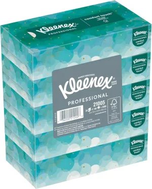 Kleenex® Professional Facial Tissue for Business (21005), Flat Tissue Boxes, 6 Bundles/Case, 5 Boxes/Bundle, 100 Tissues/Box
