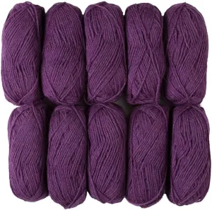 Knit Picks Wool of The Andes Yarn Pack - 10 Skeins of Purple 100% Wool Worsted Weight Yarn (Amethyst Heather)