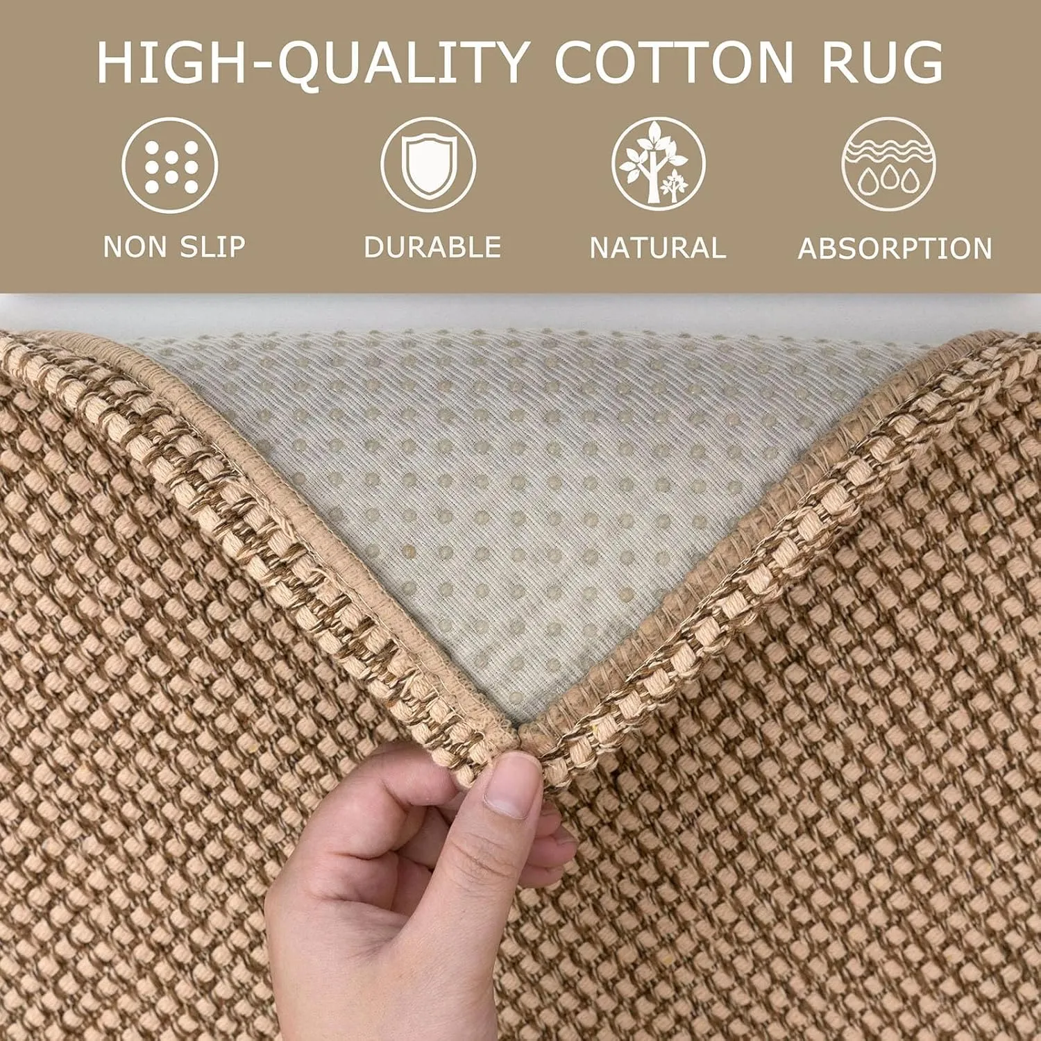 KOZYFLY Boho Runners for Hallways 2x6 ft Washable Kitchen Runner Non Slip Rubber Backed Hall Runners Cotton Entryway Runner Rugs Floor Carpet for Indoor Backdoor Bedroom Kitchen, Tan/Orange/Brown