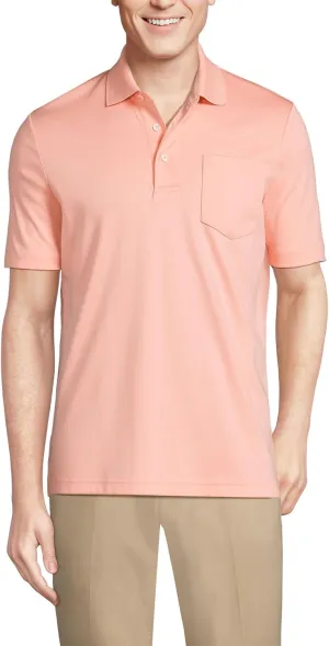 Lands' End Men's Short Sleeve American-Grown Supima Cotton Polo Shirt with Pocket