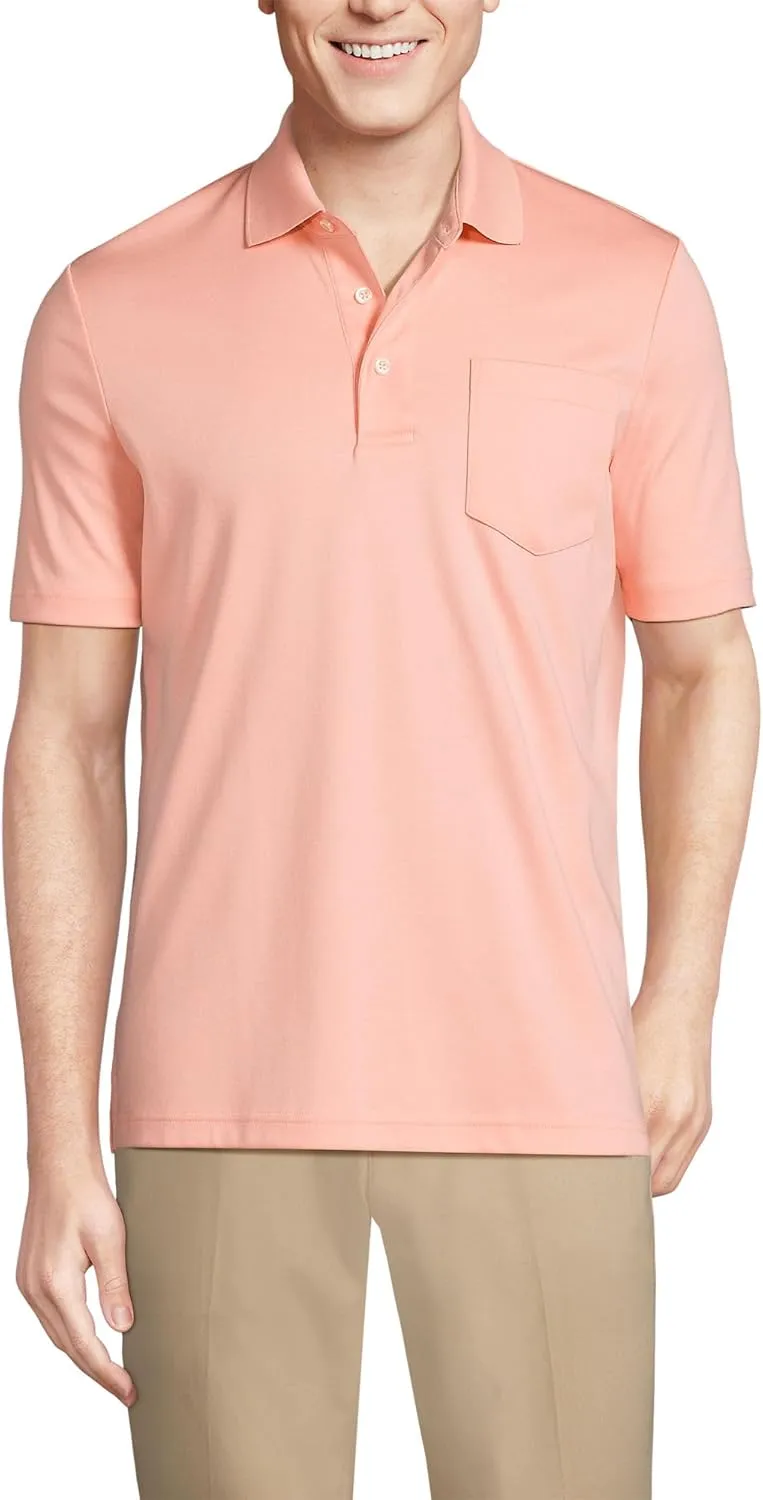 Lands' End Men's Short Sleeve American-Grown Supima Cotton Polo Shirt with Pocket