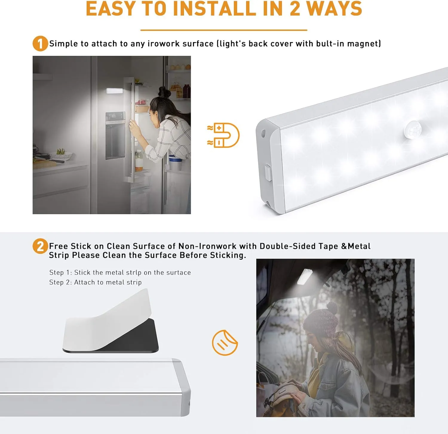 LED Closet Light, 5 Pcs Dimmer USB Rechargeable Motion Sensor Light Under Cabinet Lighting with Remote Control, Wireless Stick-Anywhere Night Safe Light Bar for Wardrobe,Kitchen