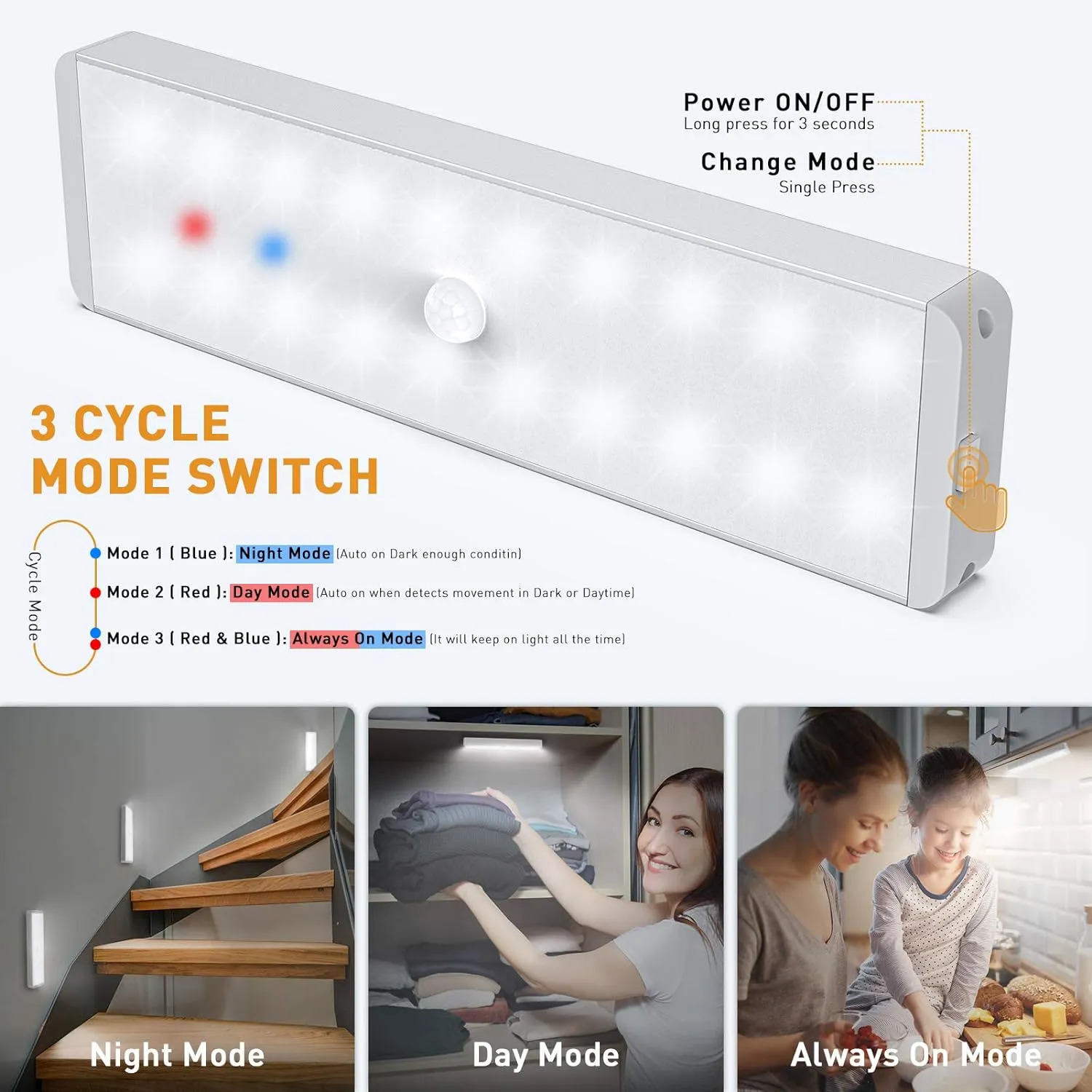 LED Closet Light, 5 Pcs Dimmer USB Rechargeable Motion Sensor Light Under Cabinet Lighting with Remote Control, Wireless Stick-Anywhere Night Safe Light Bar for Wardrobe,Kitchen