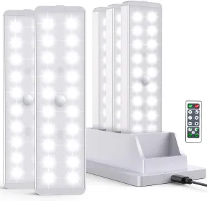 LED Closet Light with Charging Station, 5 Pcs Dimmer Rechargeable Motion Sensor Under Cabinet Lighting with Remote Control, Wireless Stick-Anywhere Night Safe Light Bar for Wardrobe,Kitchen