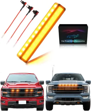 LED Front Grill Lights for 2024 2025 F150 Grille Accessories 2018-2023 F150 Warning lamp(Amber Lights, 6)
