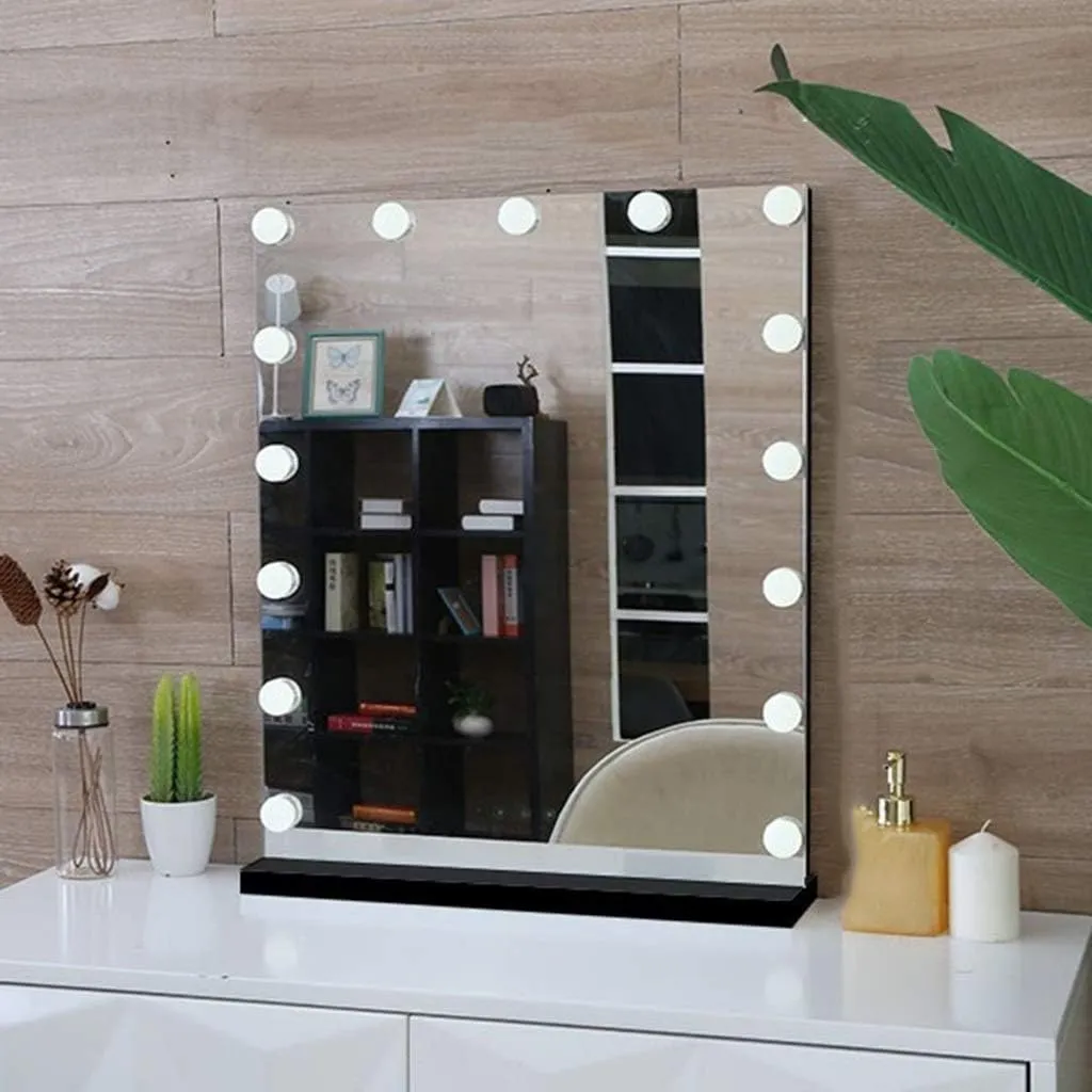 LED Makeup Mirror Kit HD Smart Touch Button European Style Flat Bottom Support Safe and Durable for Dressing Table Beauty Mirror (Size : 52x62cm)
