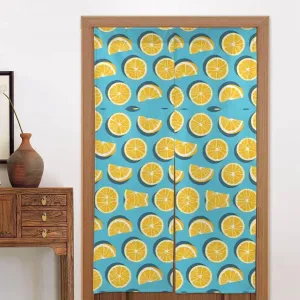 Lemon Wedges Blackout Storm Door Curtain 34x56in for Home Bathroom Dining Room Composite Area