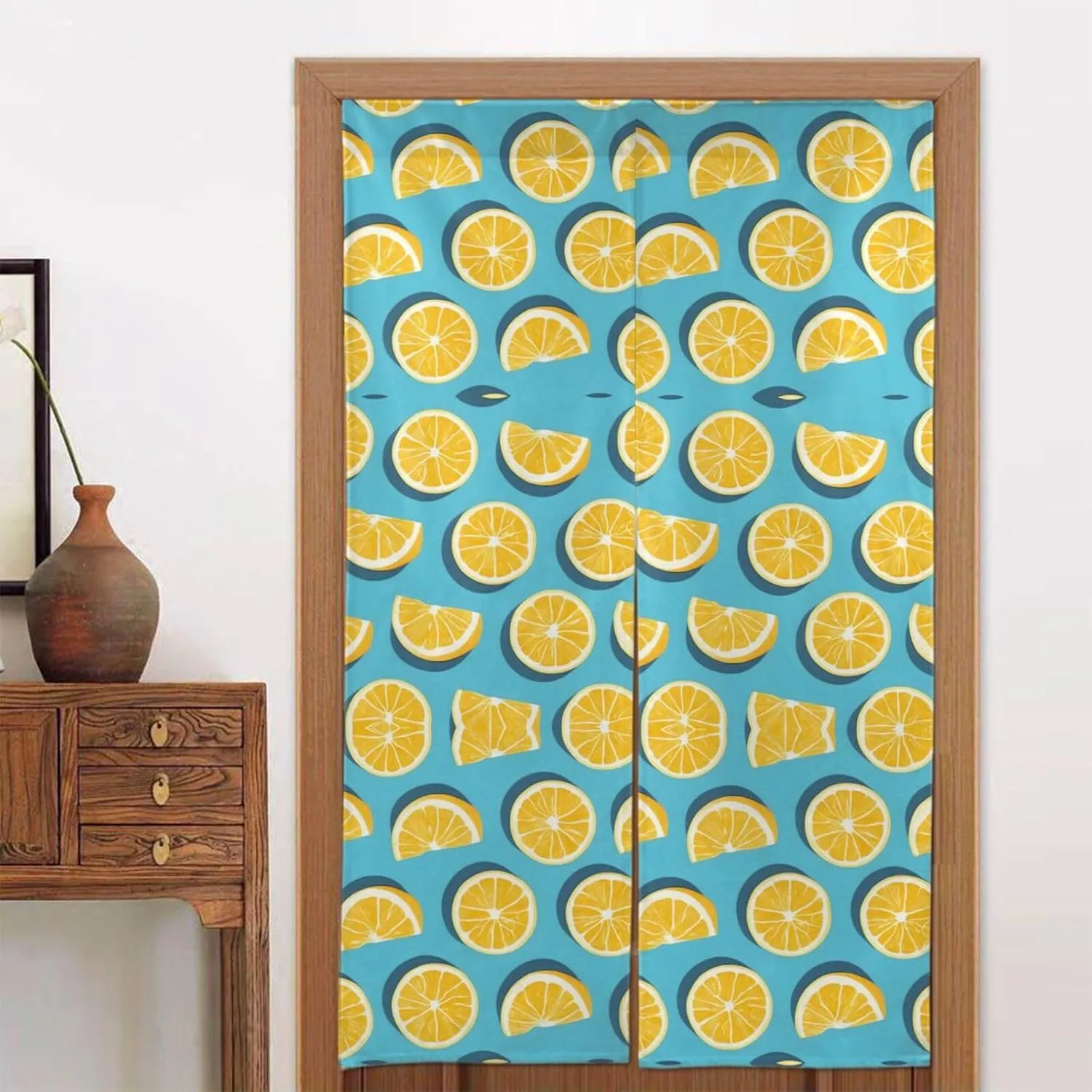 Lemon Wedges Blackout Storm Door Curtain 34x56in for Home Bathroom Dining Room Composite Area