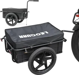 LEOGUAR Bike Cargo Trailer, Handle Cart, Universal Hitch, 2 Quick-Release Wheels, Compact Storage, Weather Resistant Fabric, Bike Trailer, Bike Cart, Bicycle Wagon Cart, Max Capacity: 88/132 lbs