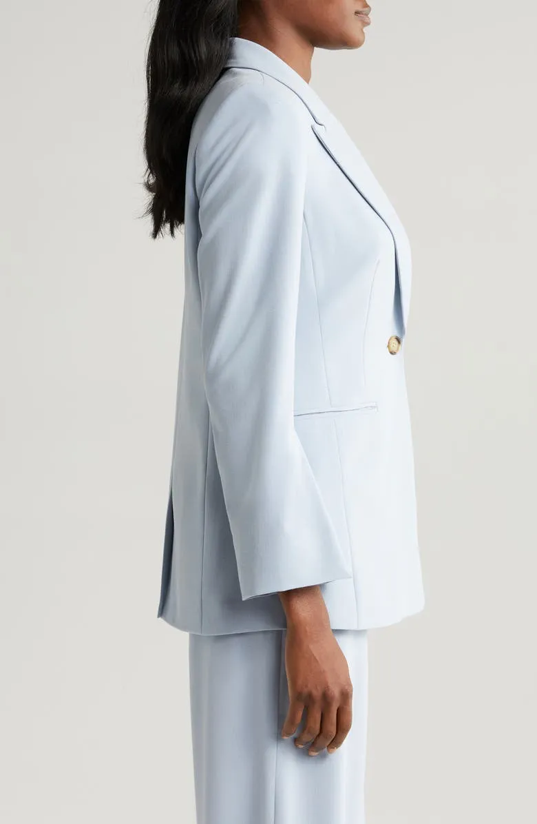 Light Blue 2 Piece Peak Lapel Single Buttons Women's Suit (Blazer Pants)