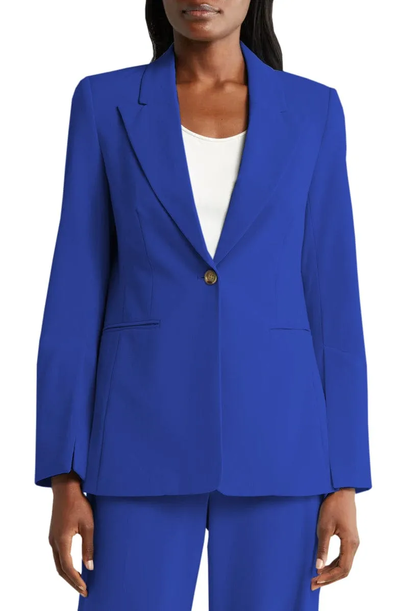 Light Blue 2 Piece Peak Lapel Single Buttons Women's Suit (Blazer Pants)
