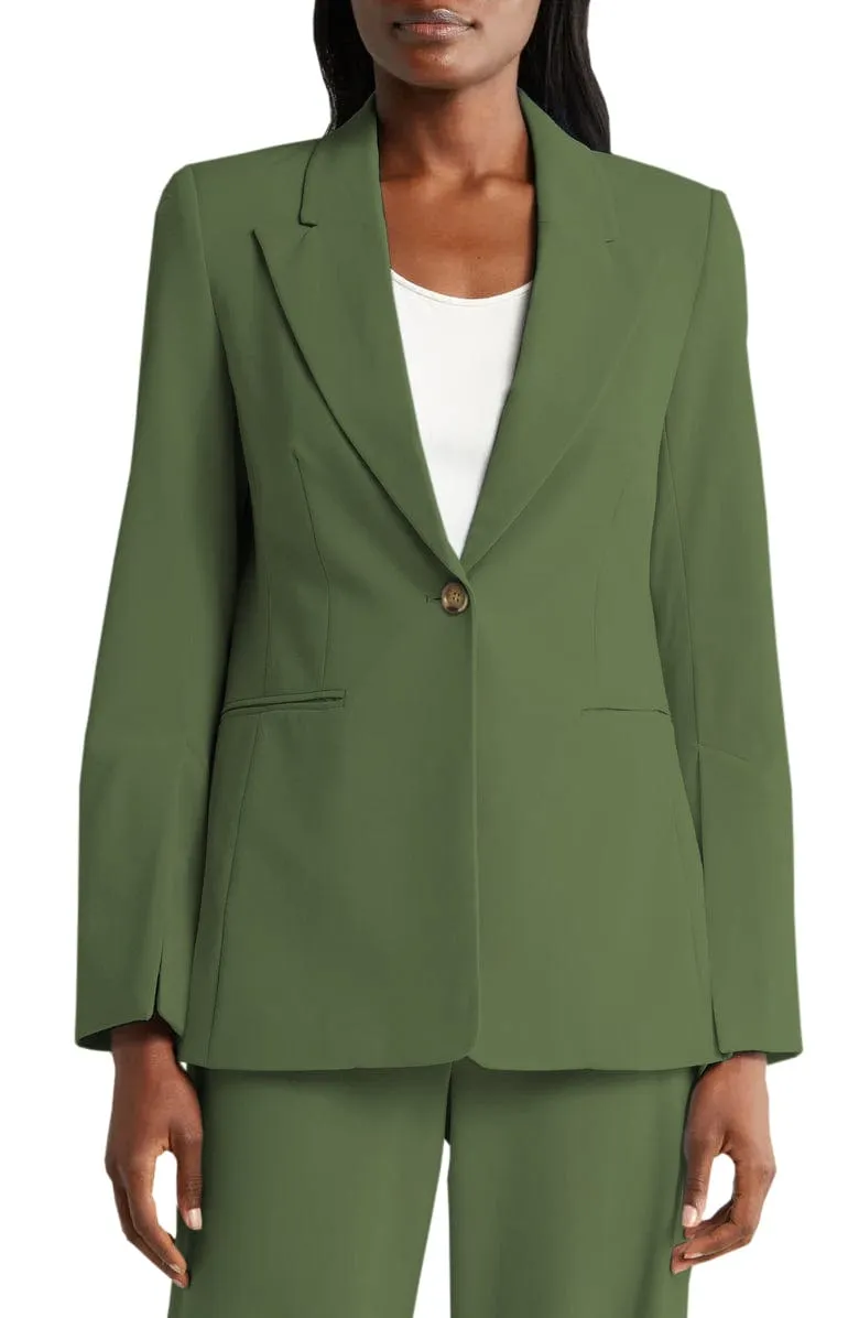 Light Blue 2 Piece Peak Lapel Single Buttons Women's Suit (Blazer Pants)