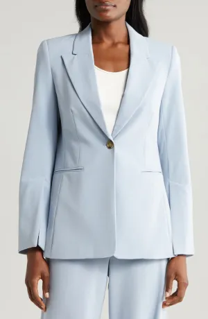 Light Blue 2 Piece Peak Lapel Single Buttons Women's Suit (Blazer Pants)