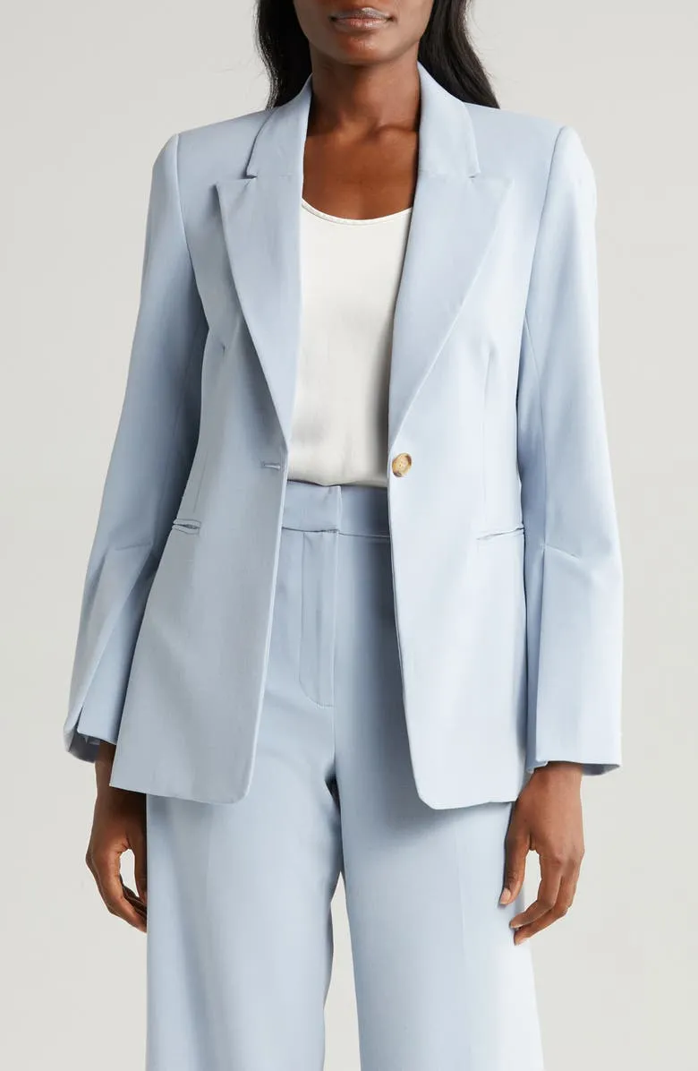 Light Blue 2 Piece Peak Lapel Single Buttons Women's Suit (Blazer Pants)