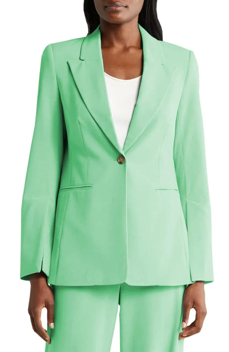 Light Blue 2 Piece Peak Lapel Single Buttons Women's Suit (Blazer Pants)