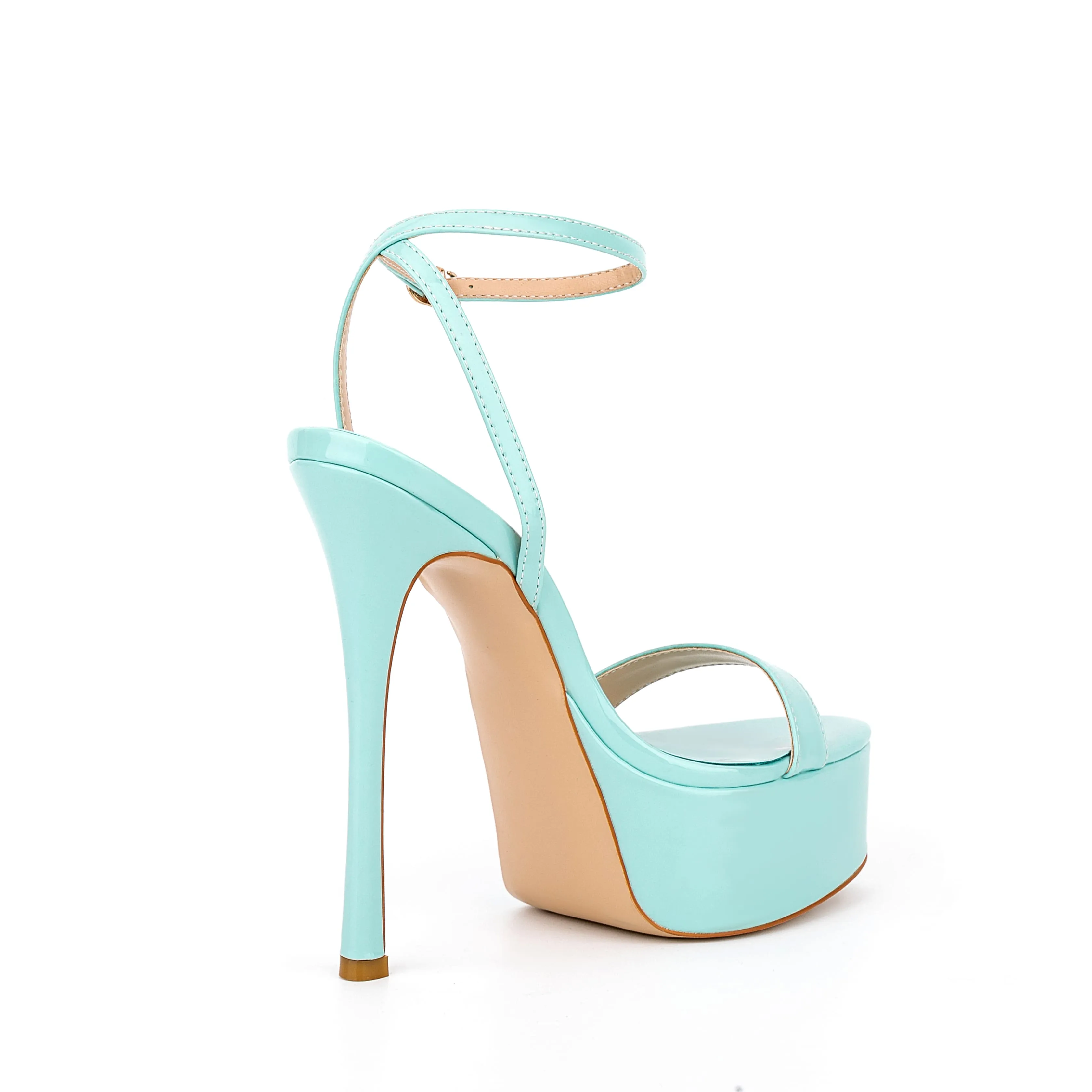 Light Blue Ankle Strap Platform Stiletto Heels