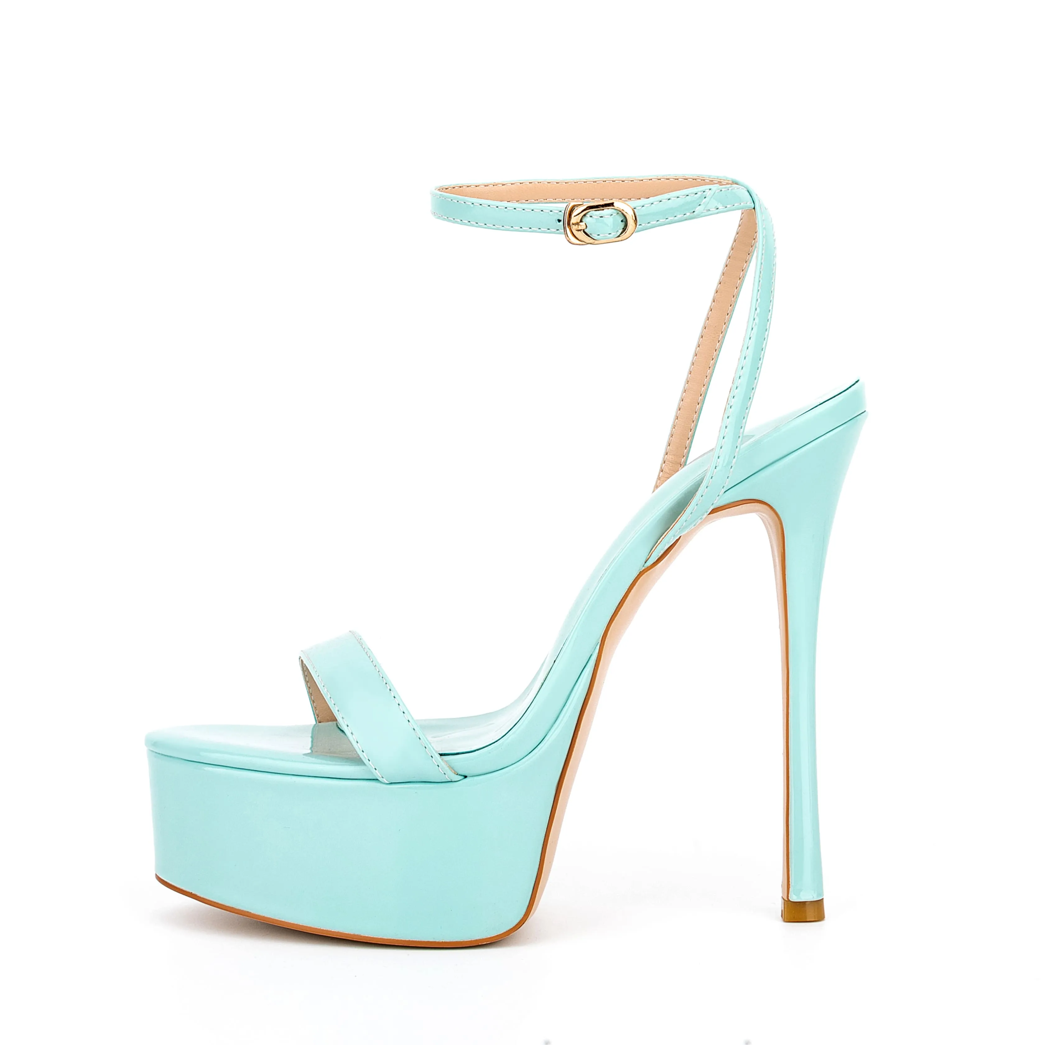 Light Blue Ankle Strap Platform Stiletto Heels