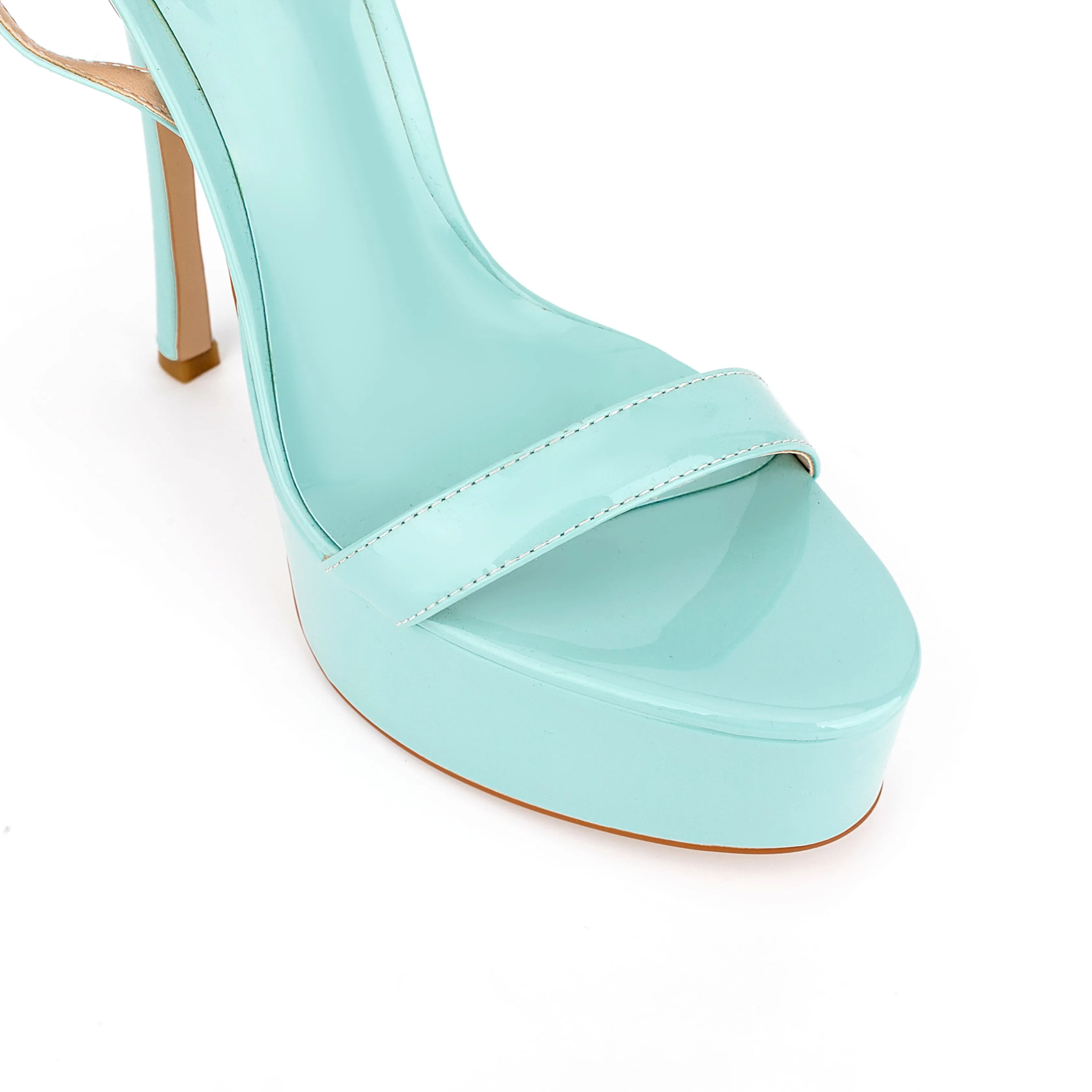 Light Blue Ankle Strap Platform Stiletto Heels
