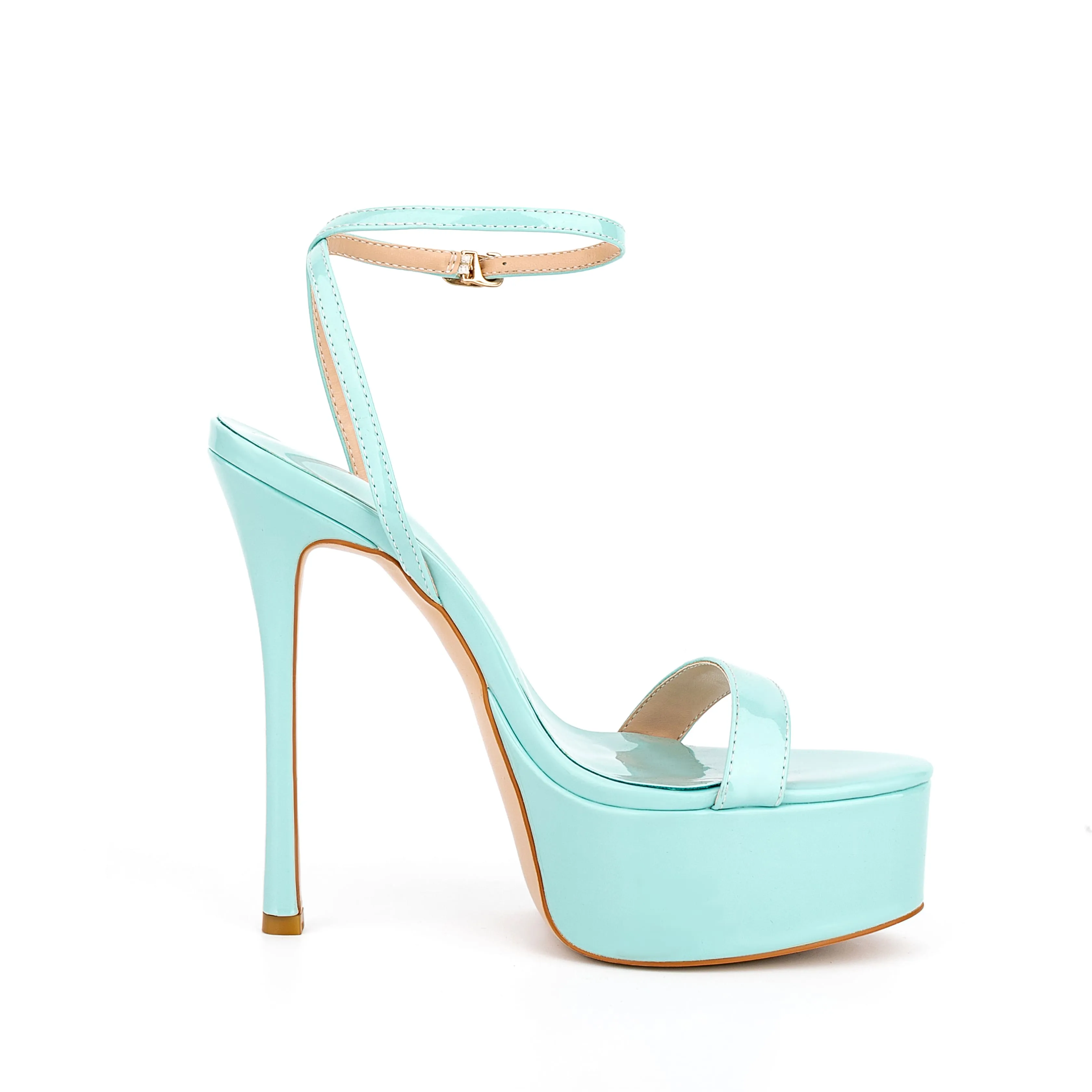 Light Blue Ankle Strap Platform Stiletto Heels