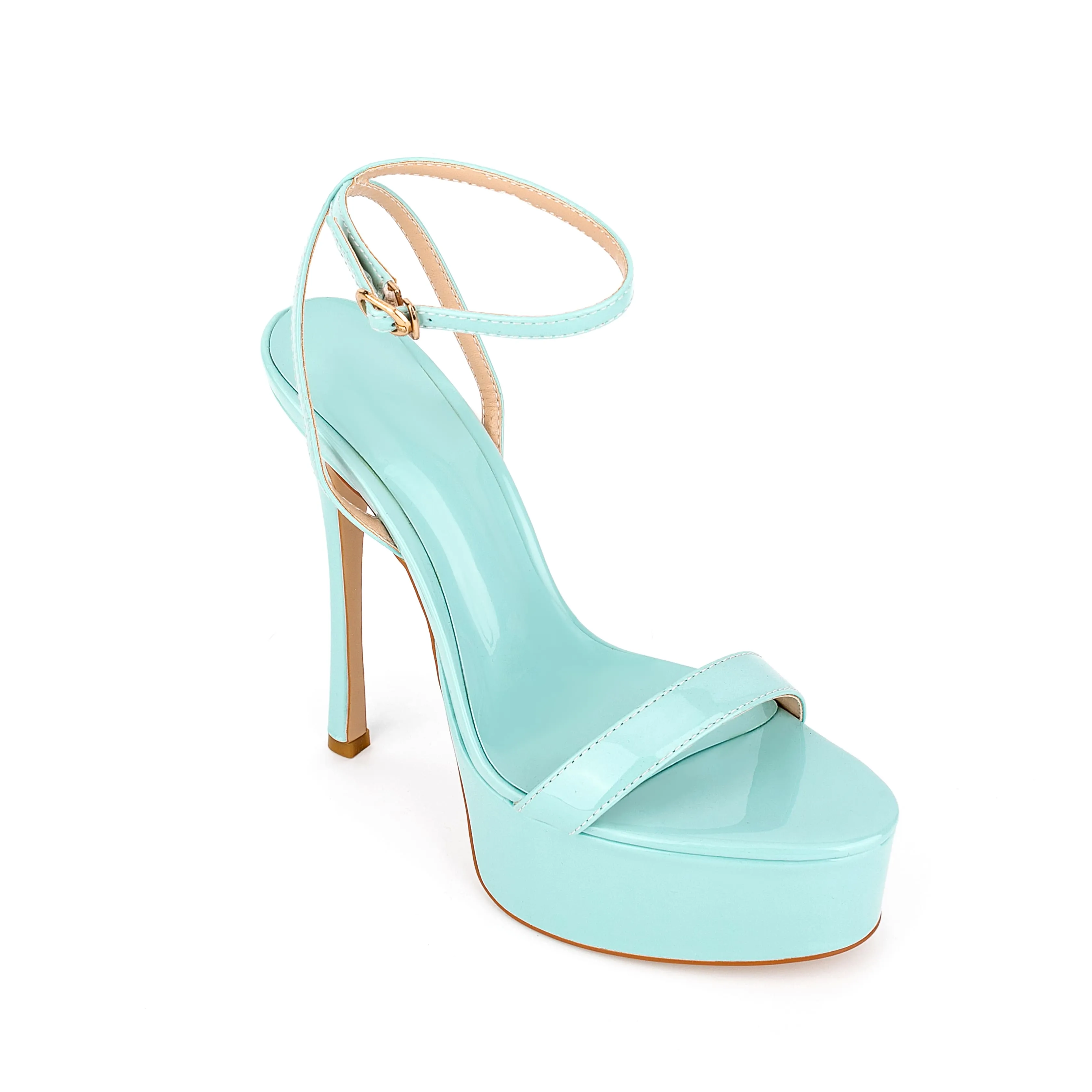 Light Blue Ankle Strap Platform Stiletto Heels
