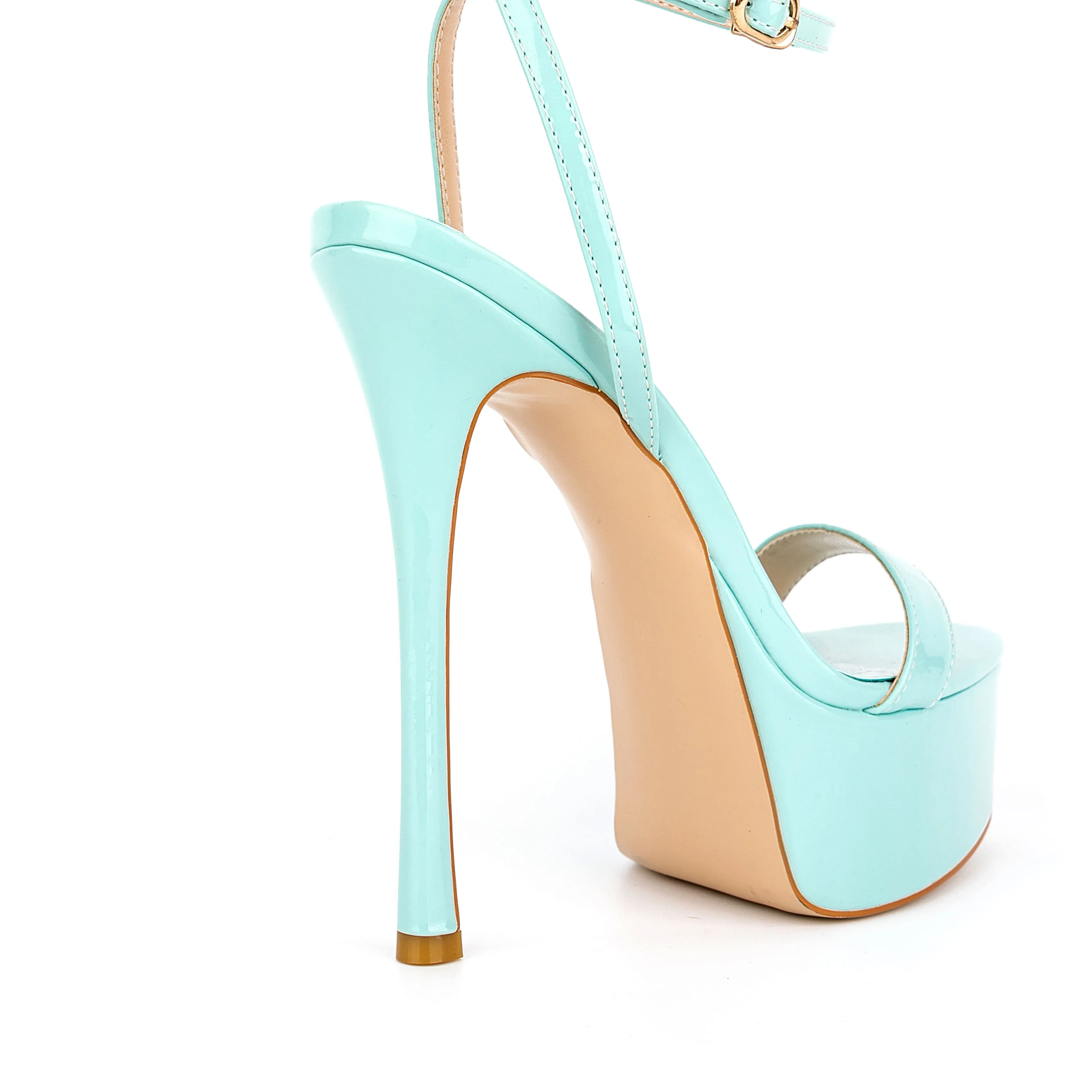 Light Blue Ankle Strap Platform Stiletto Heels