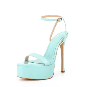 Light Blue Ankle Strap Platform Stiletto Heels