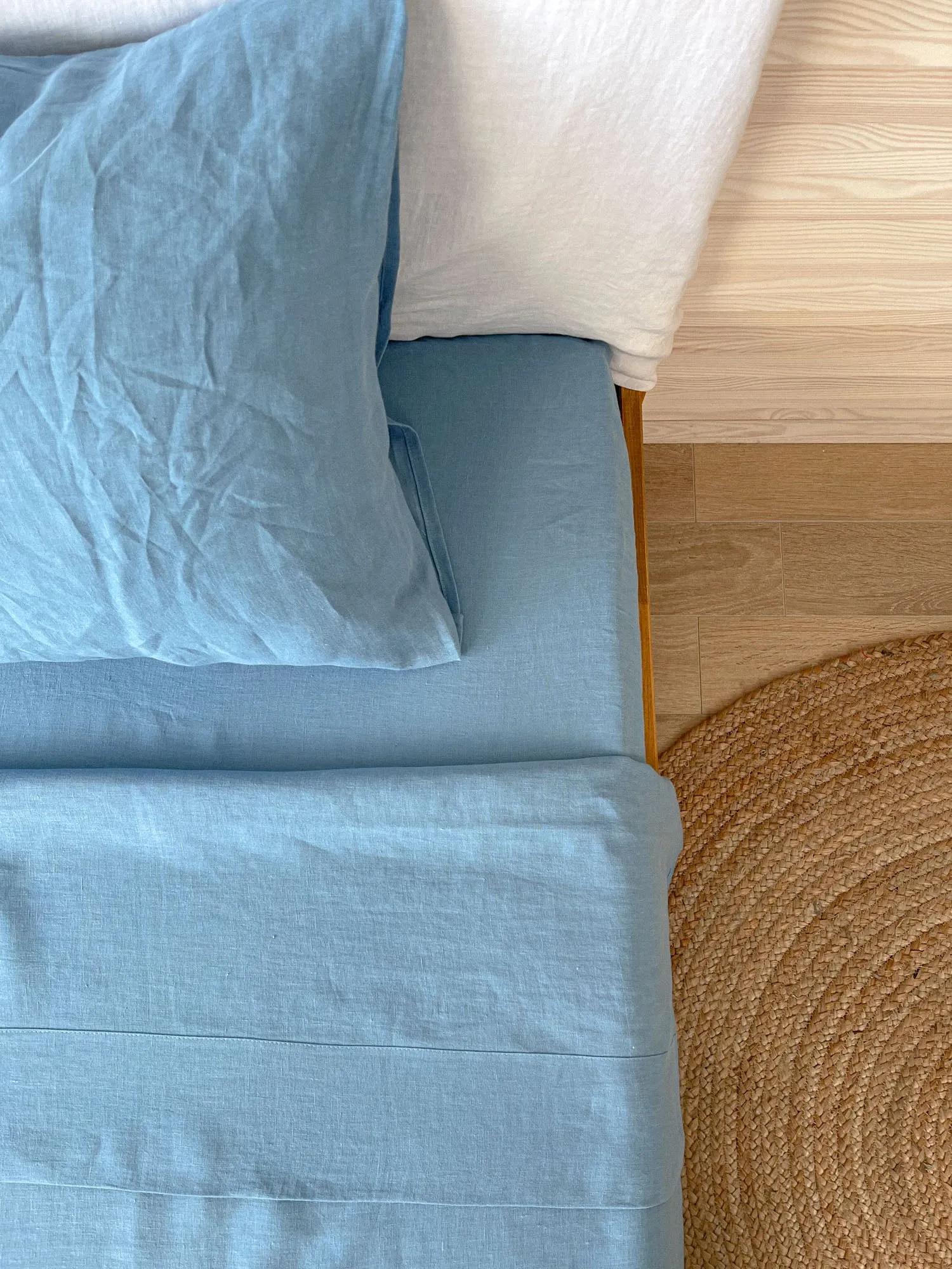 Light Blue Linen Fitted Sheet